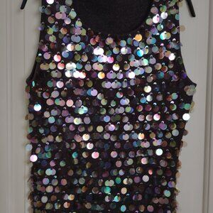 Brown Beaded-Applique Sleeveless Top Size Medium